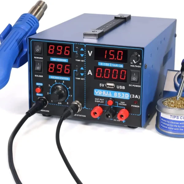 Three Tools- Soldering Station, Hot Air Rework Station and Power Supply 0~3A, 0-15V with output and test modes - AliExpress 1420